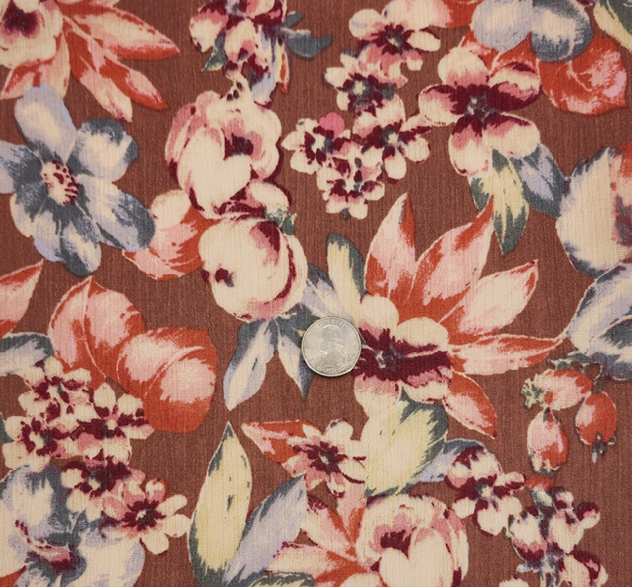 1 Yard Clay/Mauve Rayon Crinkle Fabric 50/52" Wide Lightweight Apparel Fabric